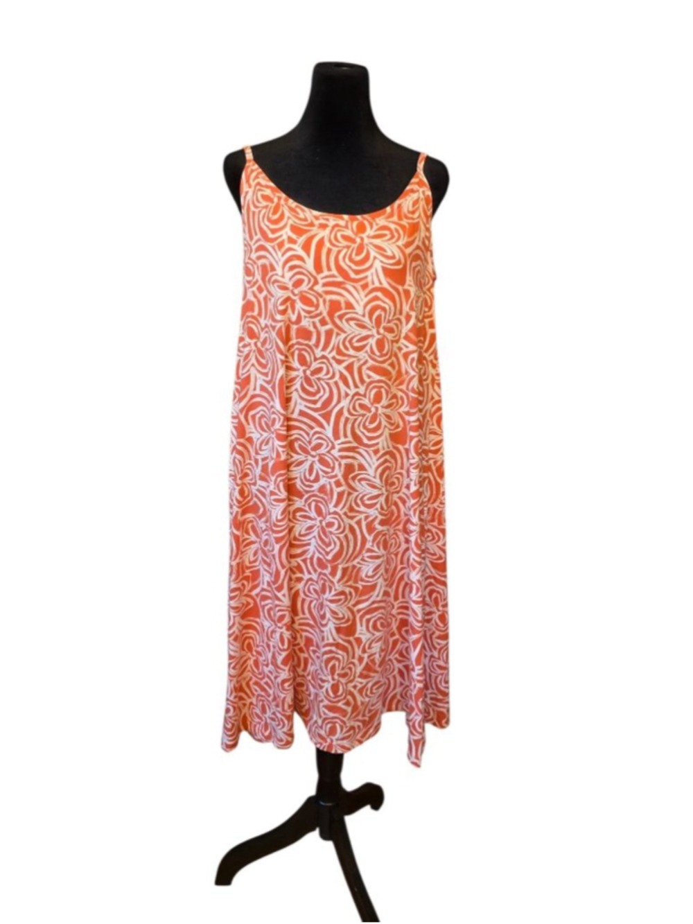 Women's HUE Orange & White Floral Maxi Dress L